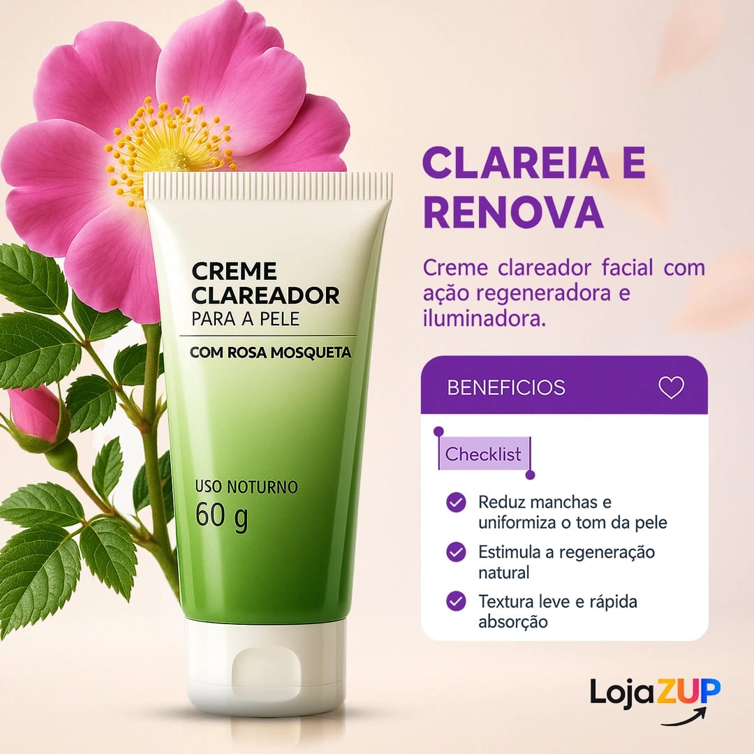 Creme Clareador Facial com Rosa Mosqueta